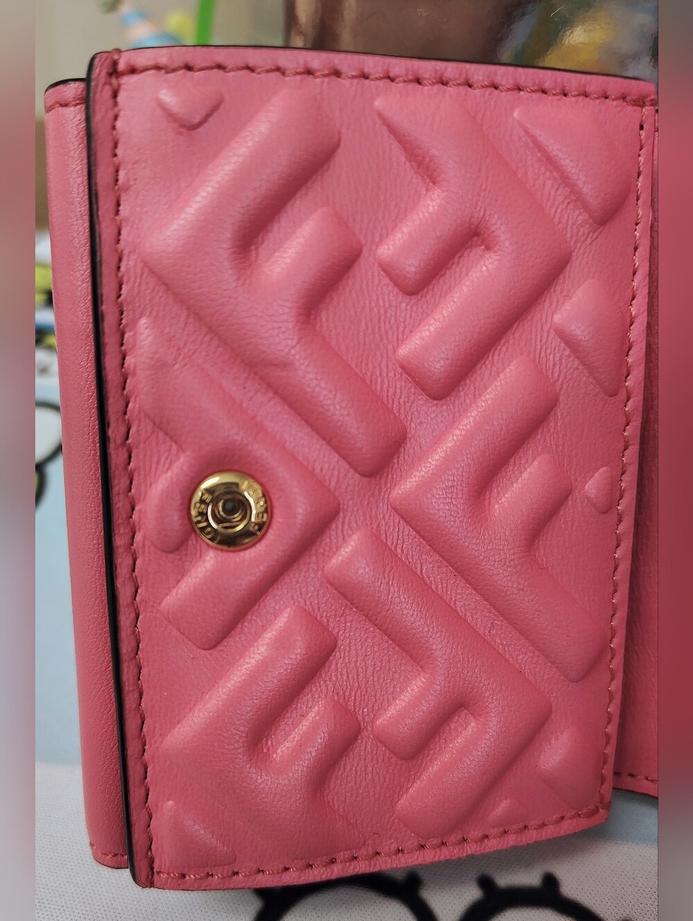 EUC Fendi Quilted Compact Wallet - Pink Leather Trifold w/GHW - Picture 11 of 13